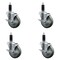 Service Caster 4'' Gray Poly Swivel 1-1/8'' Expanding Stem Caster Set with Brake, 4PK SCC-EX20S414-PPUB-TLB-118-4 - alternate 1